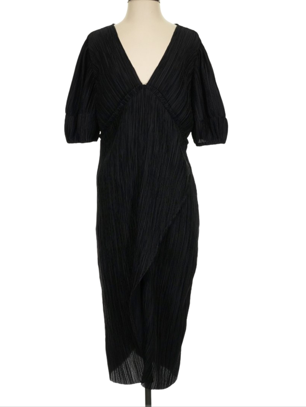Anthropologie V-Neck Pleated Slim Midi Dress Size Small